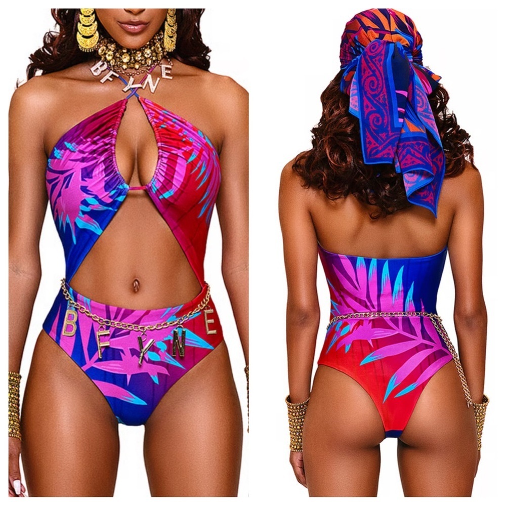 New! BFyne Amia Tropical Print One-Piece Swimsuit 3527
